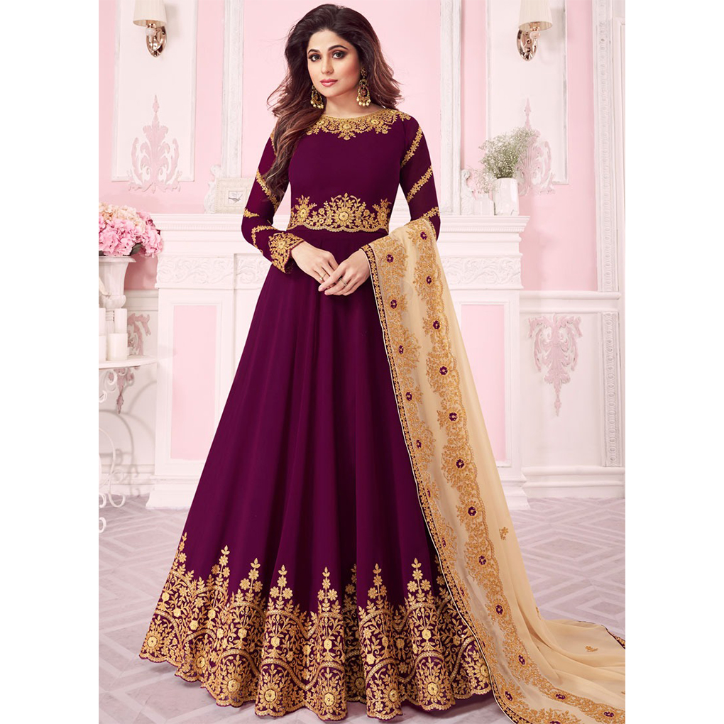Weightless Georgette Embroidered Anarkali Party Dress