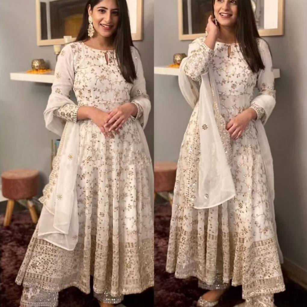 Charmingly Designed Semi Stitched Anarkali Gown Dress