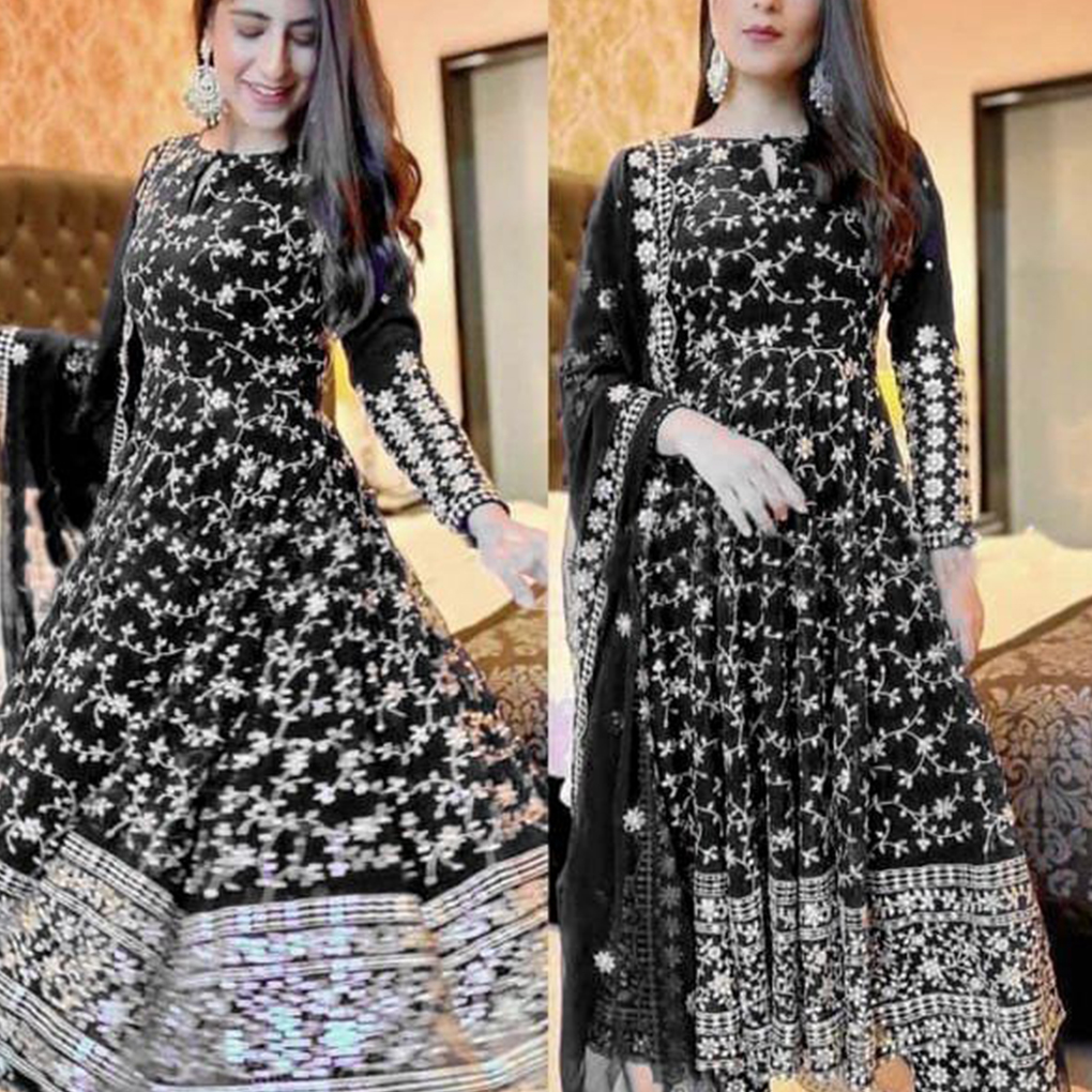 Charmingly Designed Semi Stitched Anarkali Gown Dress