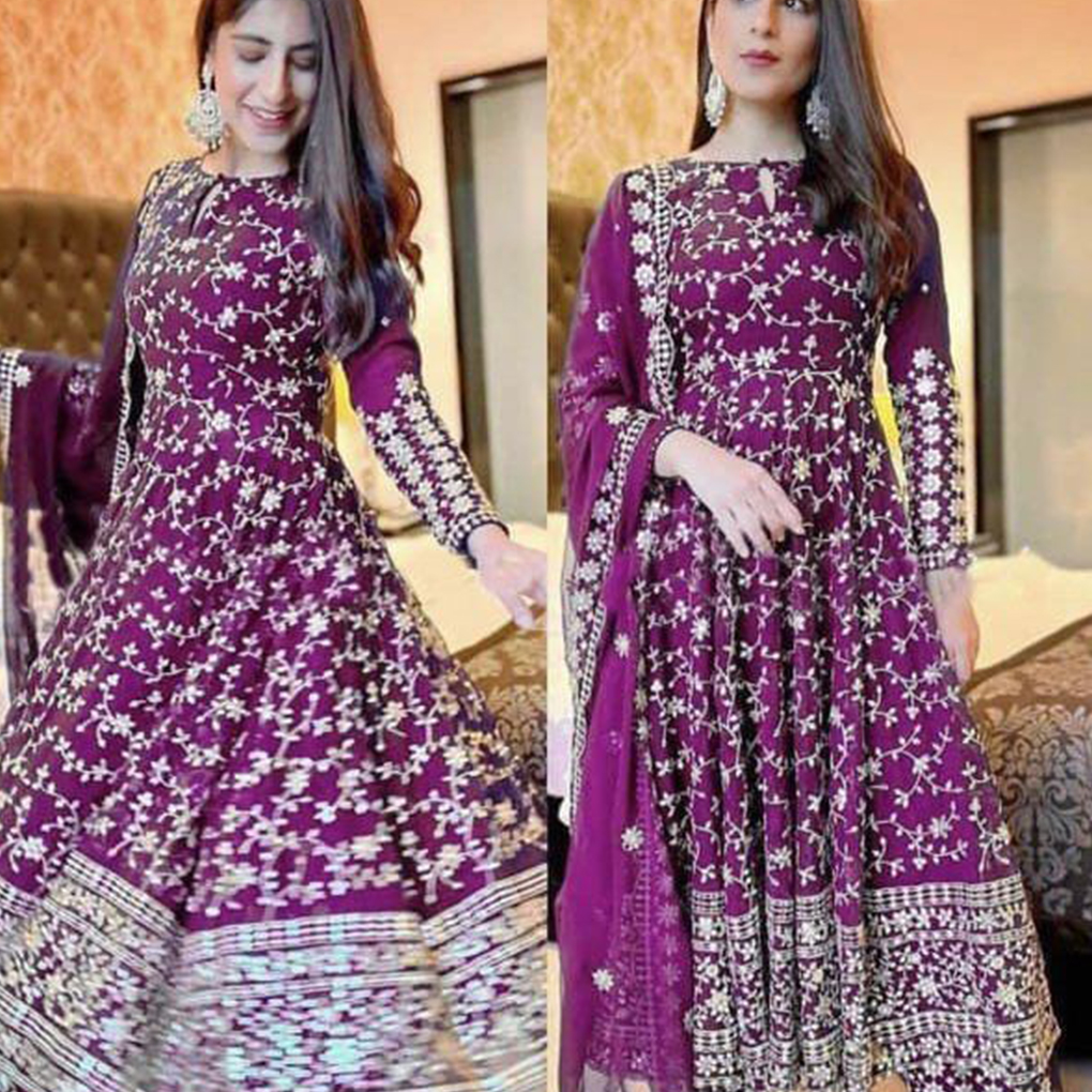 Charmingly Designed Semi Stitched Anarkali Gown Dress